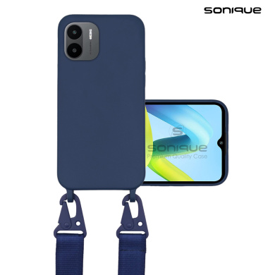 Θήκη Σιλικόνης με Strap CarryHang Sonique Xiaomi Redmi A1 / Redmi A2 Μπλε Σκούρο
