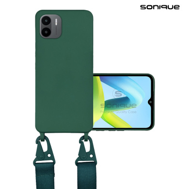 Θήκη Σιλικόνης με Strap CarryHang Sonique Xiaomi Redmi A1 / Redmi A2 Πράσινο Σκούρο