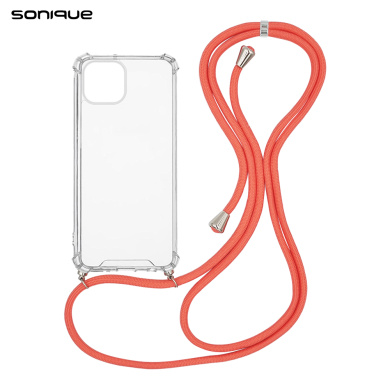 Θήκη Σιλικόνης με Κορδόνι Sonique Armor Clear Apple iPhone 15 Plus Κοραλλί