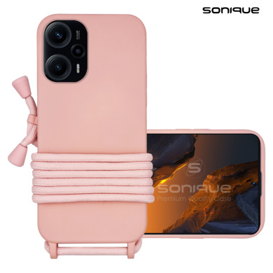 Θήκη Σιλικόνης με Κορδόνι CarryHang Sonique Xiaomi Poco F5 5G Ροζ