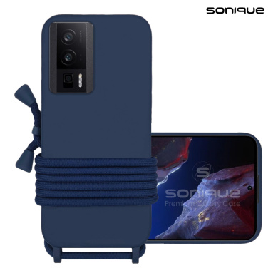 Θήκη Σιλικόνης με Κορδόνι CarryHang Sonique Xiaomi Poco F5 Pro 5G Μπλε Σκούρο