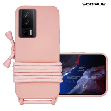 Θήκη Σιλικόνης με Κορδόνι CarryHang Sonique Xiaomi Poco F5 Pro 5G Ροζ