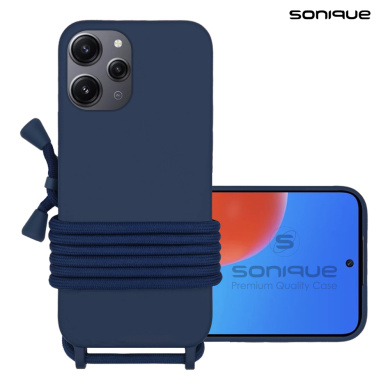Θήκη Σιλικόνης με Κορδόνι CarryHang Sonique Xiaomi Redmi 12 4G / Redmi 12 5G Μπλε Σκούρο