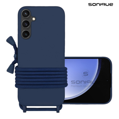Θήκη Σιλικόνης με Κορδόνι CarryHang Sonique Samsung Galaxy S23 FE Μπλε Σκούρο