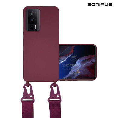 Θήκη Σιλικόνης με Strap CarryHang Sonique Xiaomi Poco F5 Pro 5G Μπορντώ