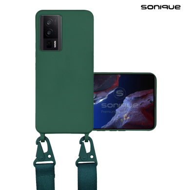 Θήκη Σιλικόνης με Strap CarryHang Sonique Xiaomi Poco F5 Pro 5G Πράσινο Σκούρο