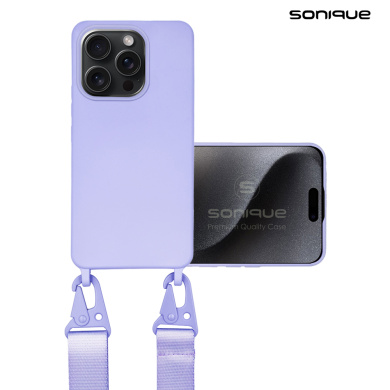 Θήκη Σιλικόνης με Strap CarryHang Sonique Apple iPhone 15 Pro Λιλά