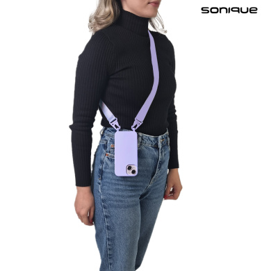 Θήκη Σιλικόνης με Strap CarryHang Sonique Apple iPhone 15 Pro Λιλά