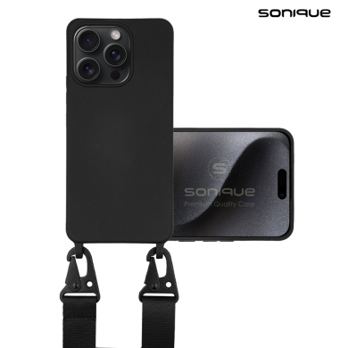 Θήκη Σιλικόνης με Strap CarryHang Sonique Apple iPhone 15 Pro Μαύρο