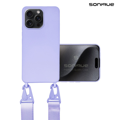 Θήκη Σιλικόνης με Strap CarryHang Sonique Apple iPhone 15 Pro Max Λιλά