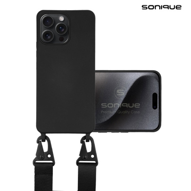 Θήκη Σιλικόνης με Strap CarryHang Sonique Apple iPhone 15 Pro Max Μαύρο