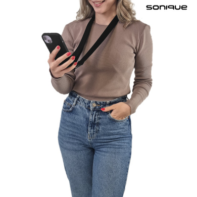 Θήκη Σιλικόνης με Strap CarryHang Sonique Apple iPhone 15 Pro Max Μαύρο