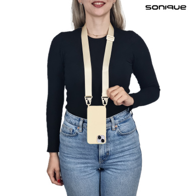 Θήκη Σιλικόνης με Strap CarryHang Sonique Apple iPhone 15 Pro Max Μπεζ
