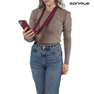 Θήκη Σιλικόνης με Strap CarryHang Sonique Samsung Galaxy A15 4G / Galaxy A15 5G Μπορντώ