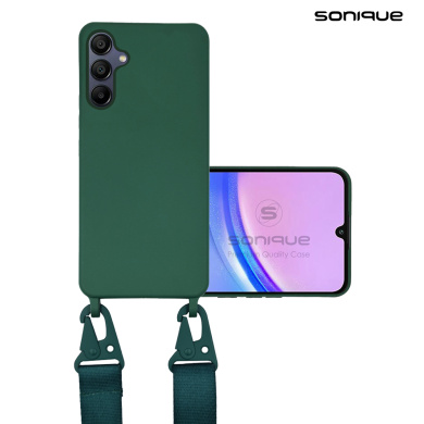 Θήκη Σιλικόνης με Strap CarryHang Sonique Samsung Galaxy A15 4G / Galaxy A15 5G Πράσινο Σκούρο