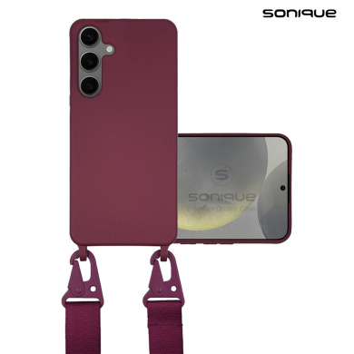 Θήκη Σιλικόνης με Strap CarryHang Sonique Samsung Galaxy S24 Μπορντώ