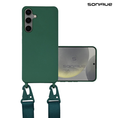 Θήκη Σιλικόνης με Strap CarryHang Sonique Samsung Galaxy S24 Plus Πράσινο Σκούρο