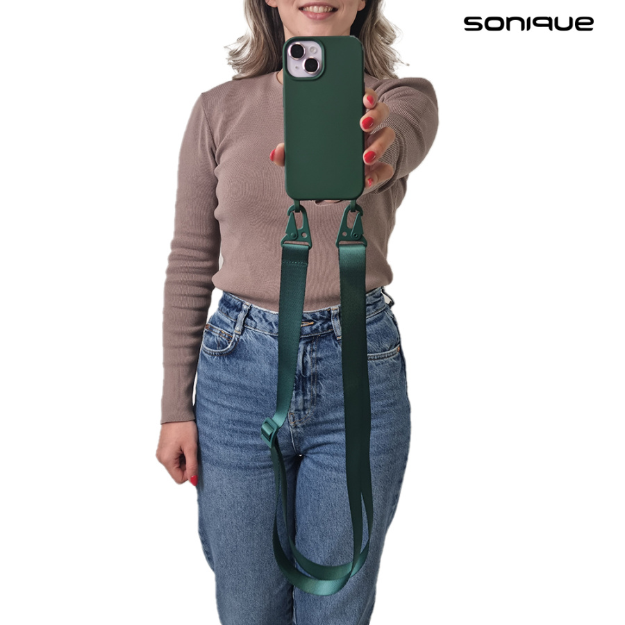 Θήκη Σιλικόνης με Strap CarryHang Sonique Samsung Galaxy S24 Ultra Πράσινο Σκούρο