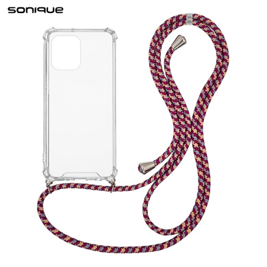 Θήκη Σιλικόνης με Κορδόνι Sonique Armor Clear Xiaomi Redmi 12 4G / Redmi 12 5G Rainbow Μπορντό