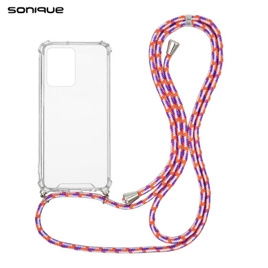 Θήκη Σιλικόνης με Κορδόνι Sonique Armor Clear Xiaomi Redmi Note 12 4G Rainbow Κοραλλί
