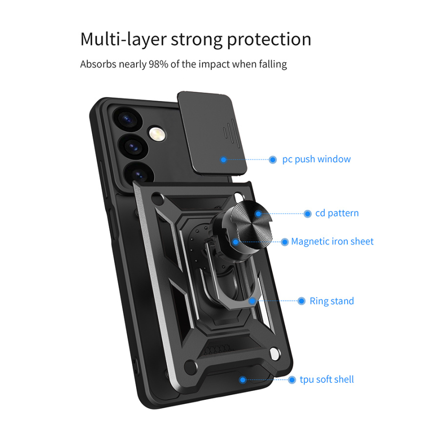 Θήκη Ring Armor CamPro Sonique για Xiaomi Redmi A1 / Redmi A2 Ασημί