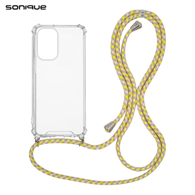 Θήκη Σιλικόνης με Κορδόνι Sonique Armor Clear Xiaomi Poco F5 5G Rainbow Κίτρινο