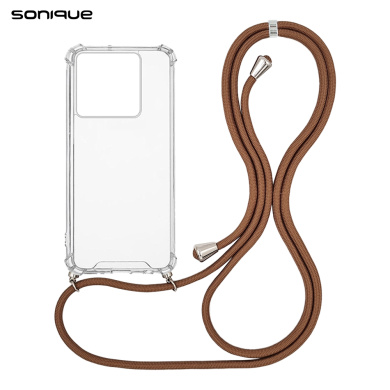 Θήκη Σιλικόνης με Κορδόνι Sonique Armor Clear Xiaomi Redmi Note 13 Pro 5G / Poco X6 5G Καφέ