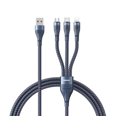 REMAX 3σε1 Multicharging Καλώδιο RC-199th USB to Lightning / Type-C / Micro USB 5Α Μπλέ